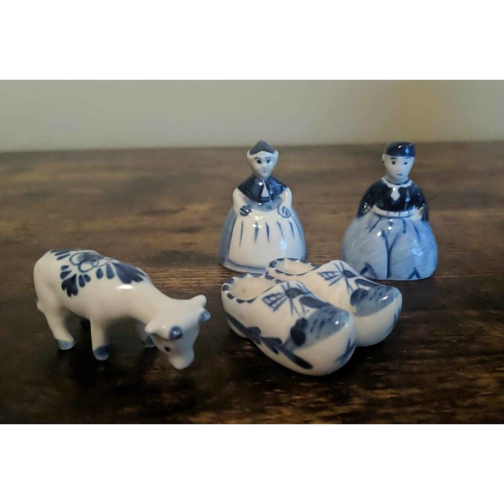 Lot of 4 Hand Painted Holland Dutch Ceramic Miniatures 1.5"